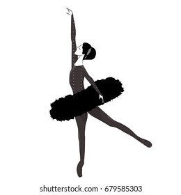 Ballerina in black and white colors. Vector illustration