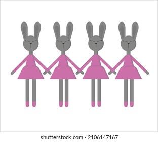 Ballerina bunnies. Bailan un cuarteto. Representación en el teatro.