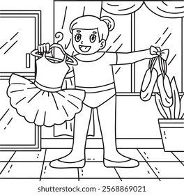 Ballerina carrying Items Coloring Page for Kids