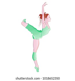 A ballerina with a cartoon cartoon hand drawn vector illustration. Can be used for baby t-shirt printing, fashion printing design, kids clothes, welcome gift of baby gift and invitation card.