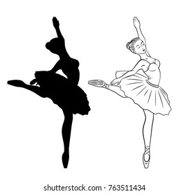 A ballerina is a chenille rontur and a silhouette.