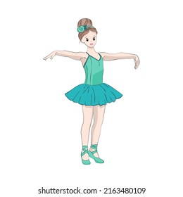 Ballerina clip art illustration. Cute little illustration of character for kids, baby book, fairy tales, covers, baby shower invitation, textile t-shirt. Vector illustration of a cute ballerina.