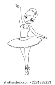 Ballerina-Farbseite Cartoon-Vektorgrafik