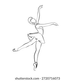 Ballerina Continuous Um Desenho De Linha. Ilustração do Contorno da Dançarina. Balé Moderno Desenho Minimalista. Mulher Ballerina Uma Linha Ilustração. Ilustração de vetor. Não é IA