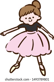 Ballerina, cute girl learning ballet