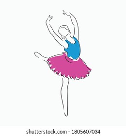 ballerina dance ballet pose two line art vector illustration