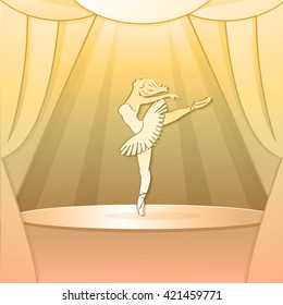 Ballerina in dance. Ballet vector background perfect for ballet school or studio, dance studio, performance. Flyer, brochure, poster or greeting card design with ballerina in modern flat style.