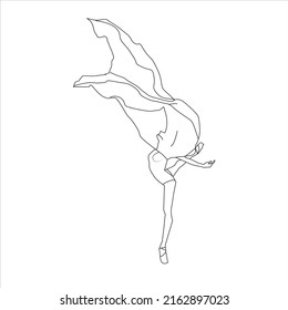 Ballerina dance. Elegant movement, Stunning view of ballet dancer in jumping spit line art stock illustration