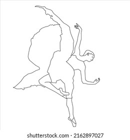 Ballerina dance. Elegant movement, Stunning view of ballet dancer in jumping spit line art stock illustration