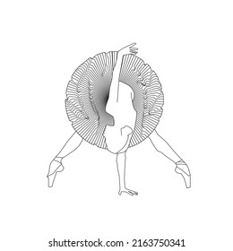 Ballerina dance. Elegant movement, Stunning view of ballet dancer in jumping spit line art stock illustration