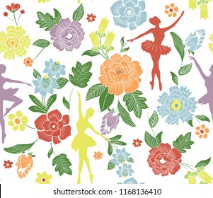 ballerina dance flowers patetrn print