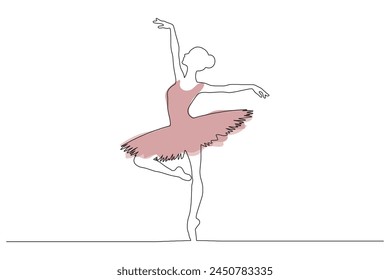 Ballerina dance one line. Ballerina Print line art. Vector.