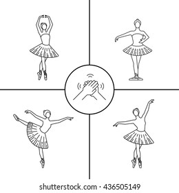 Ballerina in a dance position. Ballerina dancer ballet. Dance positions for teaching ballet.