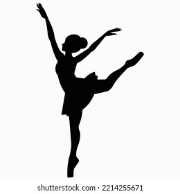 Ballerina dance sihouette vector art and illustration