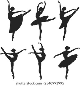 Ballerina Dance Silhouette Illustration with a white background