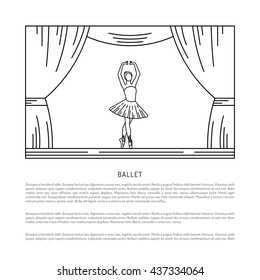 Ballerina in dance. Vector poster perfect for ballet school or studio, dance studio, performance. Flyer, invitation, poster or greeting card design template with ballerina