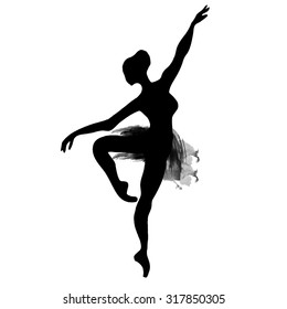 Ballerina in dance. watercolor black and white