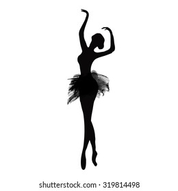 Ballerina in dance. watercolor black and white
