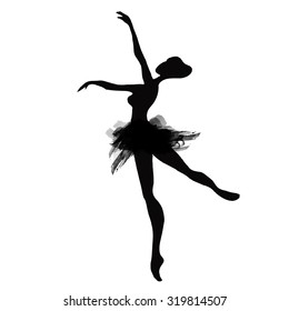 Ballerina in dance. watercolor black and white