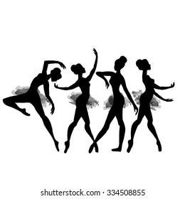 Ballerina in dance. watercolor black and white.vector
