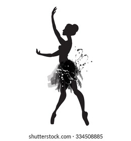 Ballerina in dance. watercolor black and white.vector
