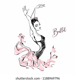 Ballerina. Dancer. Ballet. Carmen.  Graphics. Vector illustration.