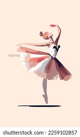 Ballerina Dancer in beautiful pose. Ballet. vector illustration.