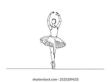 Ballerina dancer in continuous one line drawing. Single line art illustration of perfoming ballet dancer . Editable vector.