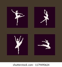 Ballerina dancer performance set vector illustration set 1/4