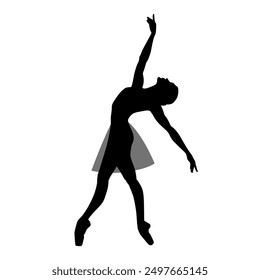 Ballerina dancer poses silhouette isolated on white background.	