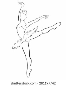 Ballerina. Dancer silhouette. Vector illustration