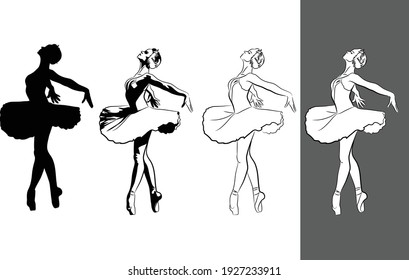 ballerina dancer silhouette, vector on tree files jpg png eps svg