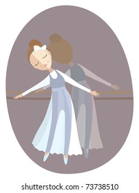 The ballerina dances in a white dress. Vector illustration