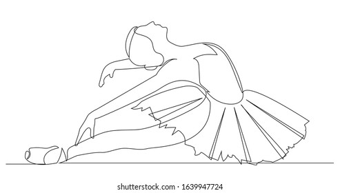 Ballerina dancing a dying swan. Continuous line drawing. isolated sketch drawing of ballet line concept. Vector illustration.