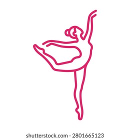 Ballerina dancing in elegant pose vector illustration with ballerina graceful performance balletdancer movement artistic flexible exercise