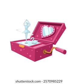 Ballerina Dancing Music Box Cartoon Illustration Vector