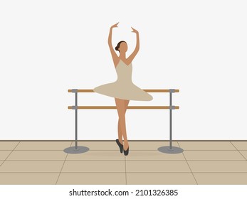Ballerina dancing near the ballet barn indoors