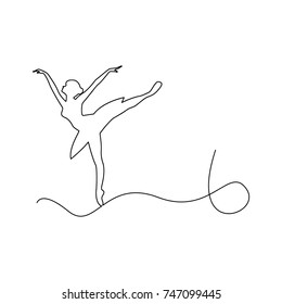 ballerina dancing on the black line vector illustration isolated on white background