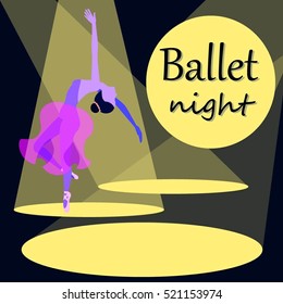 Ballerina dancing on a stage, ballet performance, poster vector illustration