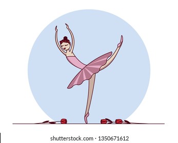 Ballerina dancing on stage surrounded by flowers