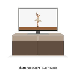 Ballerina dancing on the TV screen