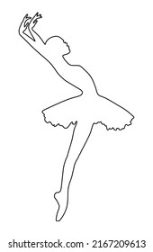 Ballerina dancing outline line vector silhouette.Black dancer female stencil drawing sign.Ballet beautiful illustration.Woman lady clip art icon.Vinyl wall sticker decal.Plotter laser cutting. DIY cut