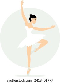 Ballerina dancing in pointe shoes.The ballerina dances beautifully on stage. Beauty of classical ballet.