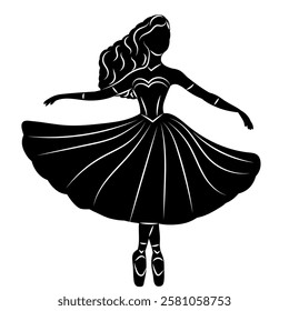 Ballerina dancing silhouette on white background vector