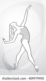 Ballerina dancing studio symbol. Black and White. Vector illistration