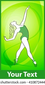 Ballerina dancing studio symbol. Green pointe shoes. Vector illustration