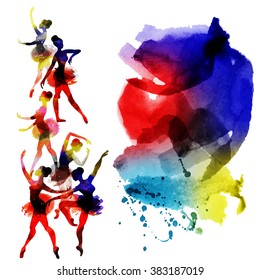 ballerina dancing. watercolor. vector