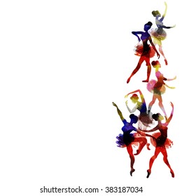 ballerina dancing. watercolor. vector