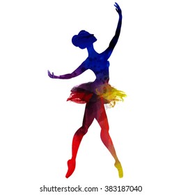 ballerina dancing. watercolor. vector