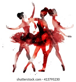 ballerina dancing. watercolor. vector